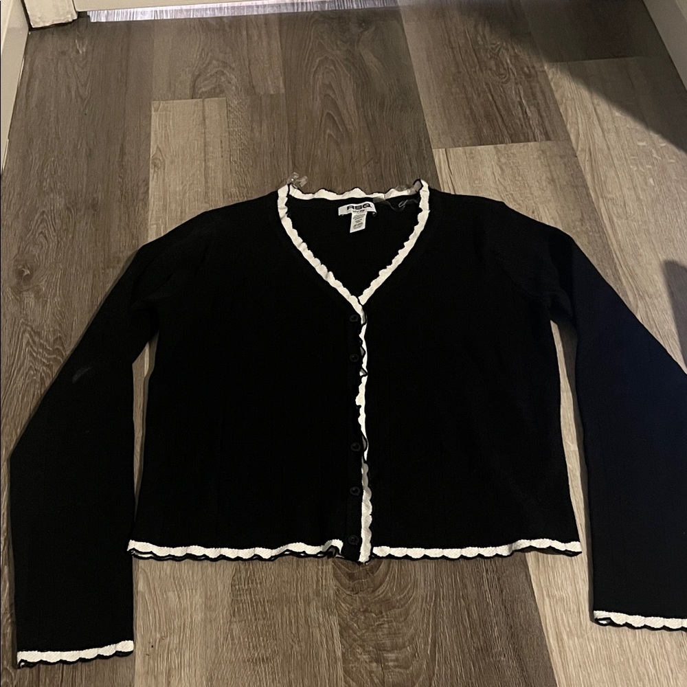 Tilly’s Black Cardigan with White Edging